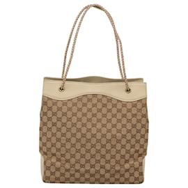 Gucci-GUCCI GG Canvas Tote Bag Beige 109141 Auth 116271-Beige
