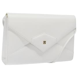 Givenchy-GIVENCHY Shoulder Bag Leather White Gold Auth BA1138-White,Golden