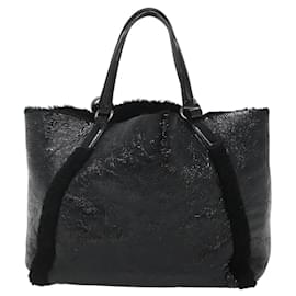 Gucci-GUCCI Soho Hand Bag Enamel Black 282309 Auth ep8760-Black