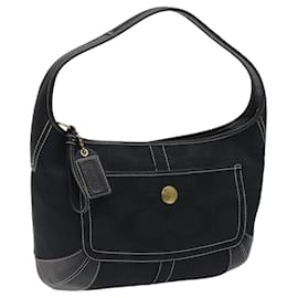 Coach-Coach Signature Shoulder Bag Canvas Black Auth am8100-Black
