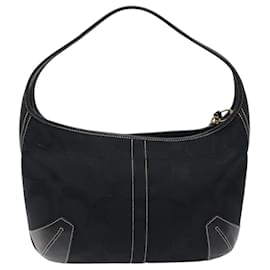 Coach-Coach Signature Shoulder Bag Canvas Black Auth am8100-Black