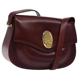 Givenchy-GIVENCHY Shoulder Bag Leather Bordeaux Gold Auth BA1505-Golden,Dark red