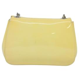 Salvatore Ferragamo-Salvatore Ferragamo Gancini Chain Shoulder Bag Enamel Yellow Silver Auth bs24676-Silvery,Yellow