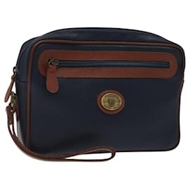 Autre Marque-Burberrys Clutch Bag PVC Leather Navy Gold Auth ar13433-Golden,Navy blue