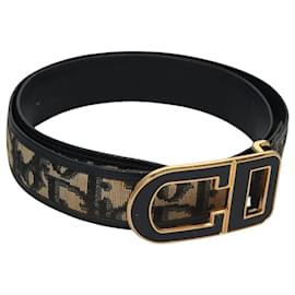 Christian Dior-Christian Dior Trotter Canvas Belt 29.1"" Navy Gold Auth 120008-Golden,Navy blue