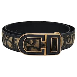 Christian Dior-Christian Dior Trotter Canvas Belt 29.1"" Navy Gold Auth 120008-Golden,Navy blue