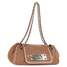 Chanel-CHANEL Chain Matelasse 2.55 Shoulder Bag Lamb Skin Brown CC Auth 119413-Brown