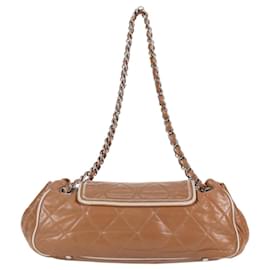 Chanel-CHANEL Chain Matelasse 2.55 Shoulder Bag Lamb Skin Brown CC Auth 119413-Brown