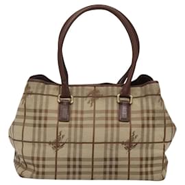 Burberry-BURBERRY Nova Check Tote Bag Canvas Beige Gold Auth 116308-Beige,Golden