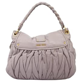 Miu Miu-Miu Miu Matelasse Hand Bag Leather 2way Purple Gold Auth 118446-Golden,Purple