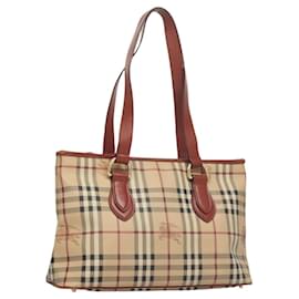Burberry-BURBERRY Nova Check Tote Bag PVC Beige Gold Auth 118163-Beige,Golden