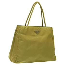 Prada-PRADA Tote Bag Nylon Yellow Silver Auth 118309-Silvery,Yellow