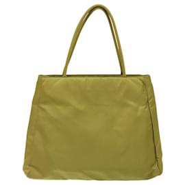 Prada-PRADA Tote Bag Nylon Yellow Silver Auth 118309-Silvery,Yellow