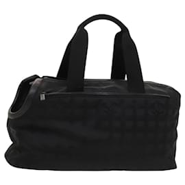 Chanel-CHANEL New Travel line Hand Bag Nylon Black CC Auth BA1083-Black