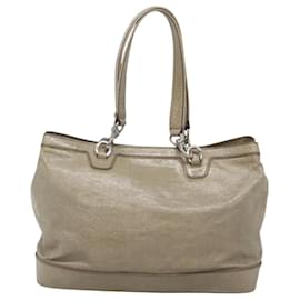 Céline-CELINE Shoulder Bag Leather Gray Silver Auth bs24704-Brown,Silvery