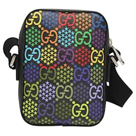 Gucci-GUCCI GG Psychedelic Shoulder Bag Multicolor Silver 598103 Auth 118263-Silvery,Multiple colors