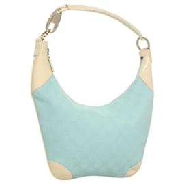 Gucci-GUCCI GG Canvas Shoulder Bag Light Blue Gold 001 4158 Auth 120032-Golden,Light blue