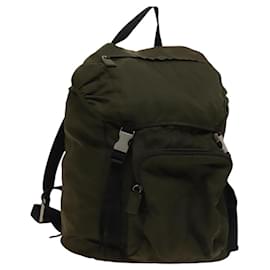Prada-PRADA Backpack Nylon Khaki Silver Auth ar13482-Silvery,Khaki