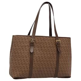 Fendi-FENDI Zucchino Canvas Tote Bag Beige Gold Auth ep8686-Beige,Golden