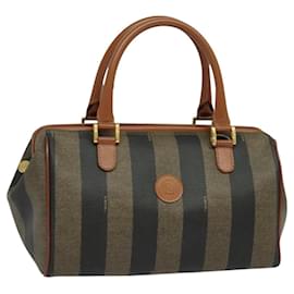 Fendi-Sac à main en toile Pecan FENDI marron or Auth 119578-Marron,Doré