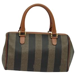 Fendi-Sac à main en toile Pecan FENDI marron or Auth 119578-Marron,Doré