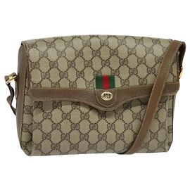 Borsa Gucci GG Supreme Web Sherry Line PVC Beige Oro 904 02 084 Auth BA1032 Beige D'oro