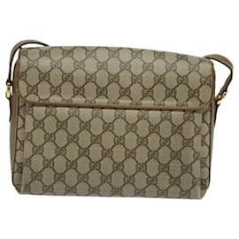 Gucci-GUCCI GG Supreme Web Sherry Line Bag PVC Beige Gold 904 02 084 Auth BA1032-Beige,Golden