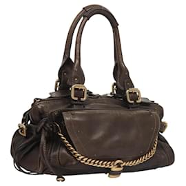 Chloé-Chloe Hand Bag Leather Brown Gold Auth ep8597-Brown,Golden