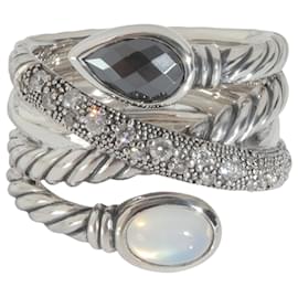 David Yurman-David Yurman Sterling Silver Diamond Renaissance Crossover Ring-Other