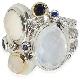 Anello mosaico di diamanti in oro giallo e argento sterling di David Yurman Altro