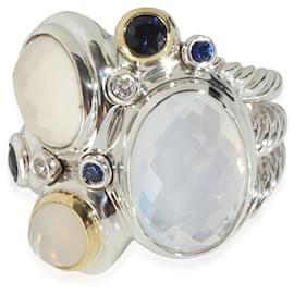 David Yurman-David Yurman Yellow Gold & Sterling Silver Diamond Mosaic Ring-Other