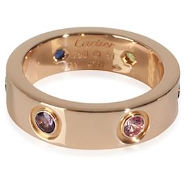 Cartier-Bague d'amour en or rose Cartier avec pierres précieuses arc-en-ciel-Autre