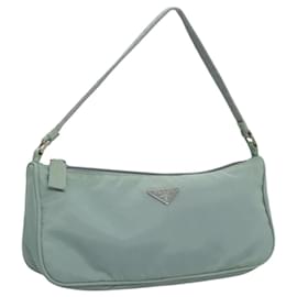 Prada-PRADA Accessory Pouch Nylon Light Blue Silver Auth 120205-Silvery,Light blue
