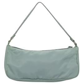 Prada-PRADA Accessory Pouch Nylon Light Blue Silver Auth 120205-Silvery,Light blue
