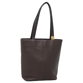 Burberry-BURBERRY Tote Bag Leather Dark Brown Auth 119314-Dark brown
