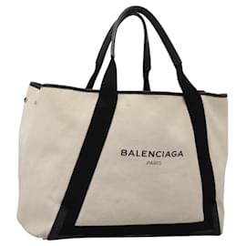 Balenciaga-BALENCIAGA Cabas L Sac à main Toile Blanc Noir Argent 339936 Auth bs24684-Noir,Argenté,Blanc