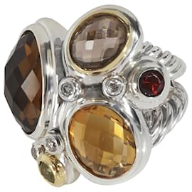 David Yurman-David Yurman Yellow Gold & Sterling Silver Diamond Mosaic Ring-Other