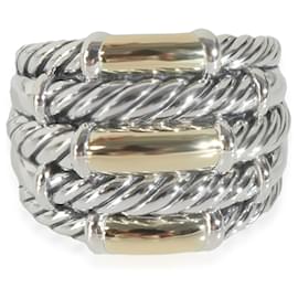 David Yurman-David Yurman Yellow Gold & Sterling Silver  Metro 5 Band Ring-Other