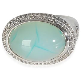 Anel oval assinado em prata esterlina, calcedônia e diamantes de David Yurman Outro