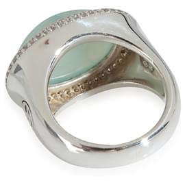 David Yurman-David Yurman Sterling Silver Chalcedony and Diamond Signature Oval Ring-Other