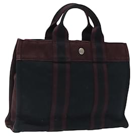 Hermès-HERMES Fourre Tout PM Hand Bag Canvas Black Silver Auth ti3011-Black,Silvery