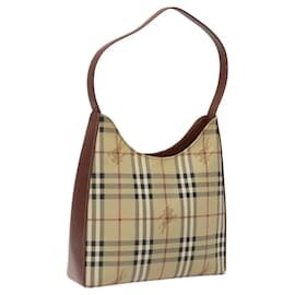 Autre Marque-Burberrys Nova Check Shoulder Bag PVC Leather Beige Auth 116394-Beige