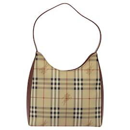 Autre Marque-Burberrys Nova Check Shoulder Bag PVC Leather Beige Auth 116394-Beige