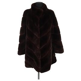 Yves Salomon Burgundy Fur Coat Dark red