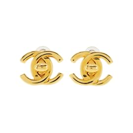 Chanel-Chanel Coco Mark Turnlock Earrings-Golden