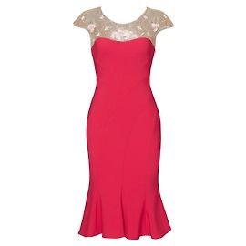 Marchesa Wunderschönes Kleid mit Spitzenoberteil Pink Golden