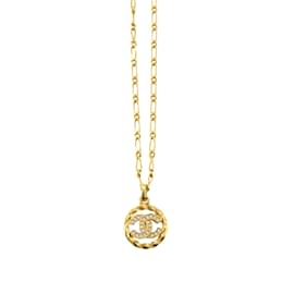 Chanel-Chanel Coco Mark Rhinestone Necklace-Golden
