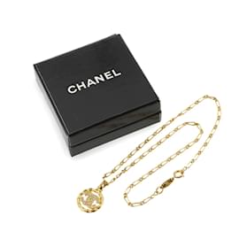 Chanel-Chanel Coco Mark Rhinestone Necklace-Golden