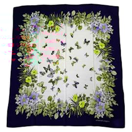 Emanuel Ungaro-Ungaro silk scarf with vintage 80s butterflies-Blue,Multiple colors