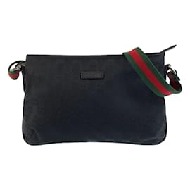 Gucci-Gucci Sherry Line Black GG Canvas Shoulder Bag-Black